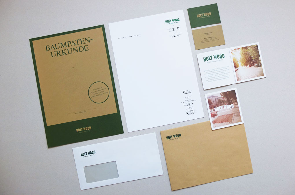 Initiative HOLY WOOD, Stationary, deed and infoflyer