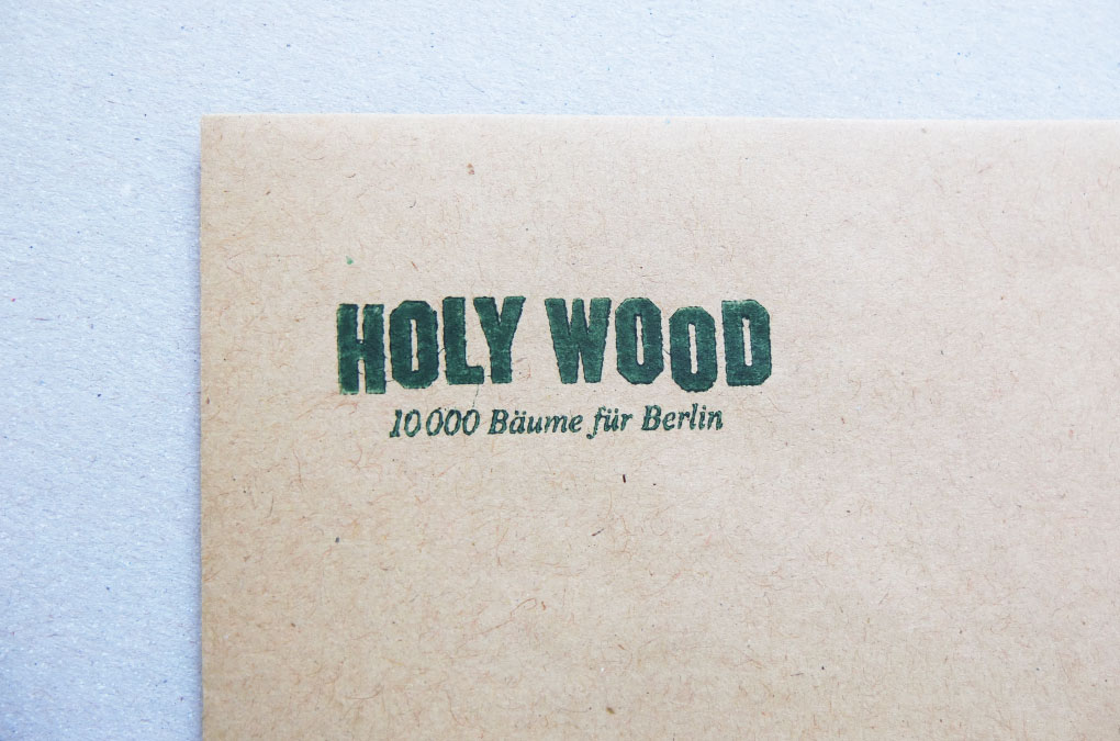 Initiative HOLY WOOD, Stationary Design, Stamp