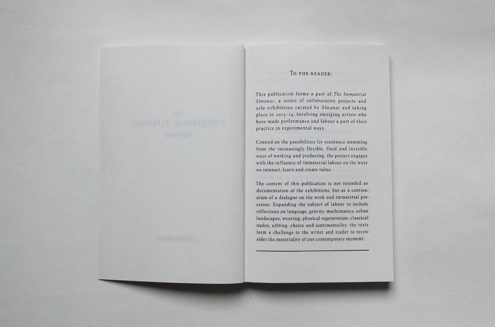 The Immaterial Almanac, Design/Layout