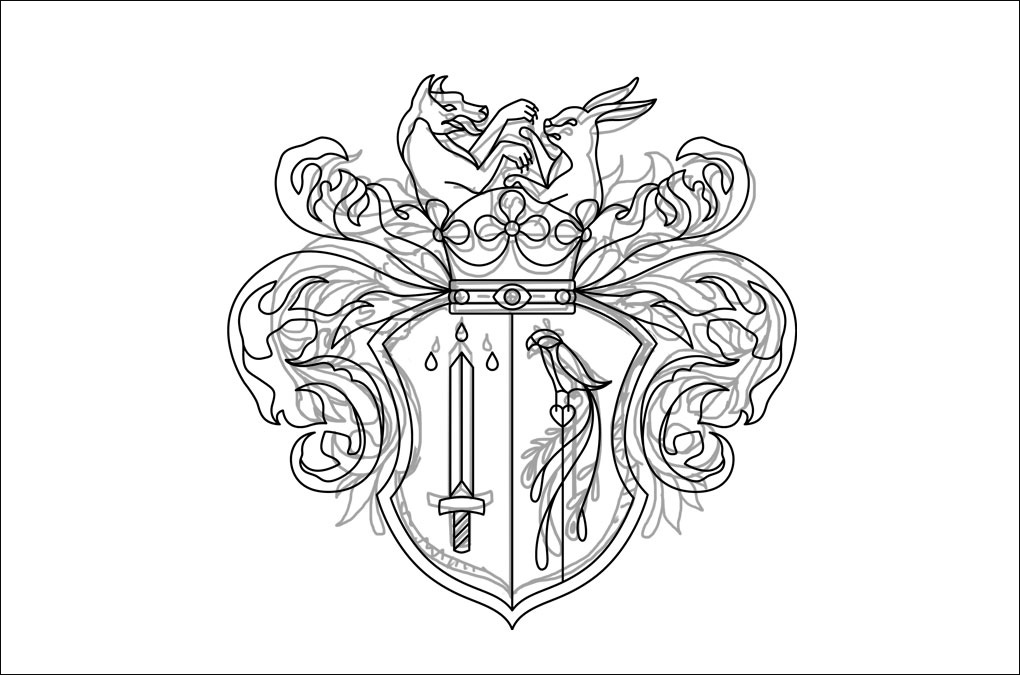 Knut Ljungfelt, Coat of arms, Sketch and final version
