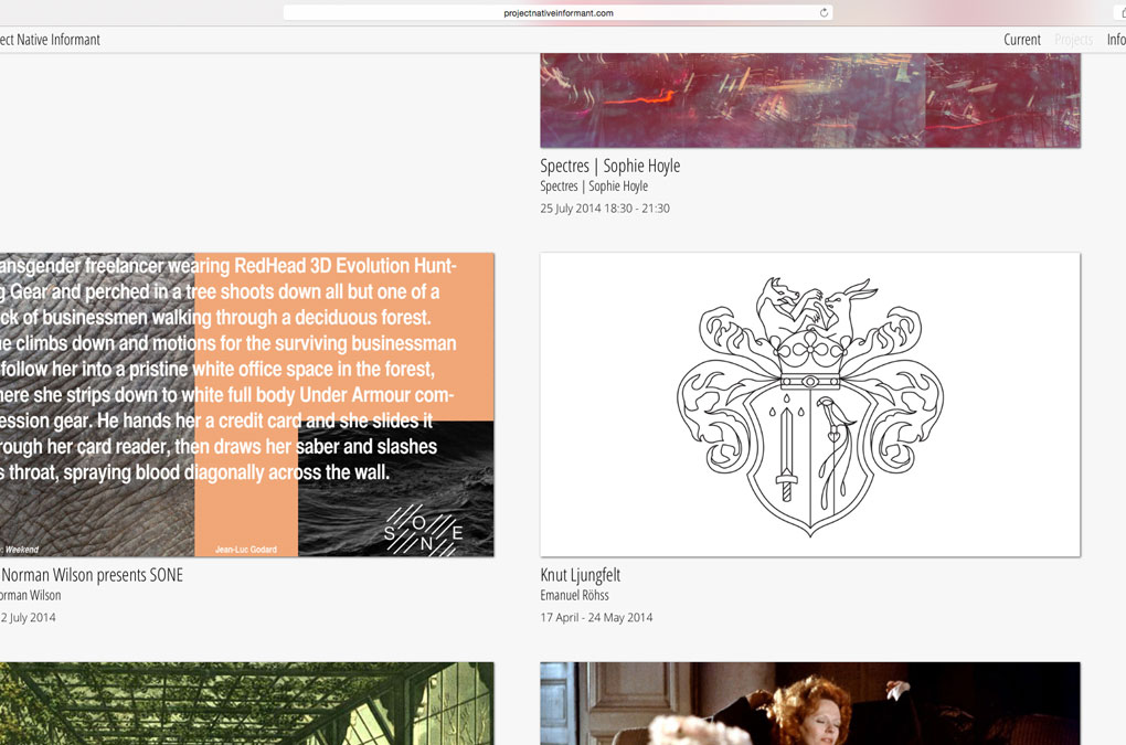 Project Native Informant website screenshot (27. August 2015)