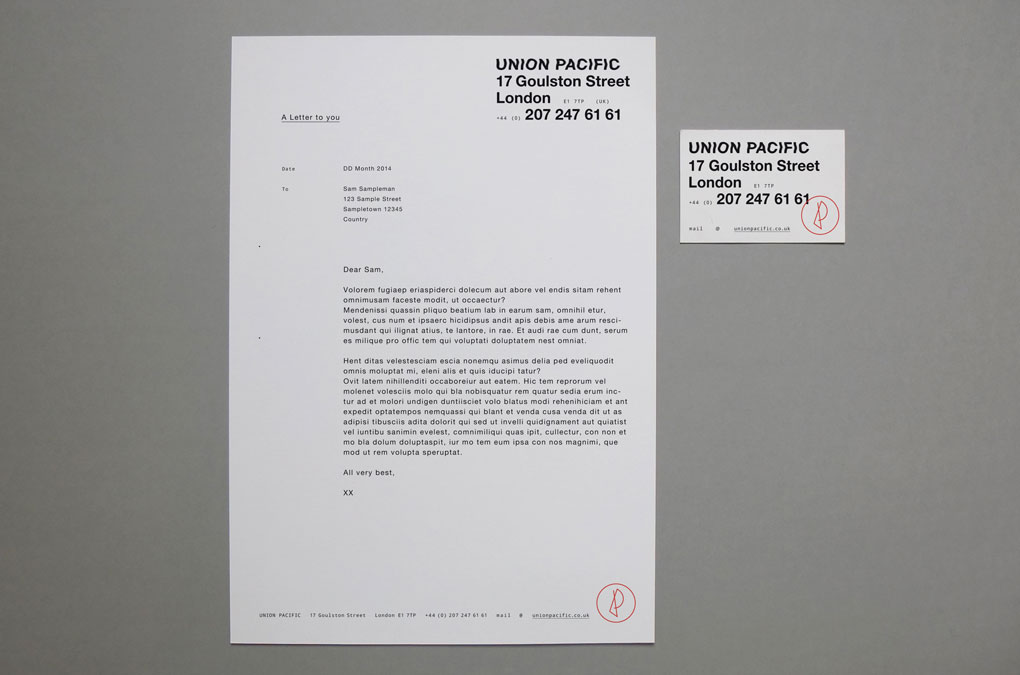 UNION PACIFIC, Stationary: Letterhead and Business card